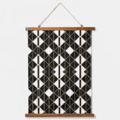 Art Deco Black and Gold Geometric luxury Hangend Wandkleed (Voorkant)
