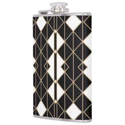 Art Deco Black and Gold Geometric luxury Heupfles (Links)