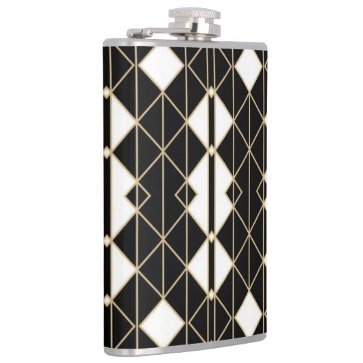 Art Deco Black and Gold Geometric luxury Heupfles (Rechts)