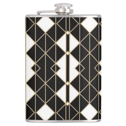 Art Deco Black and Gold Geometric luxury Heupfles (Voorkant)