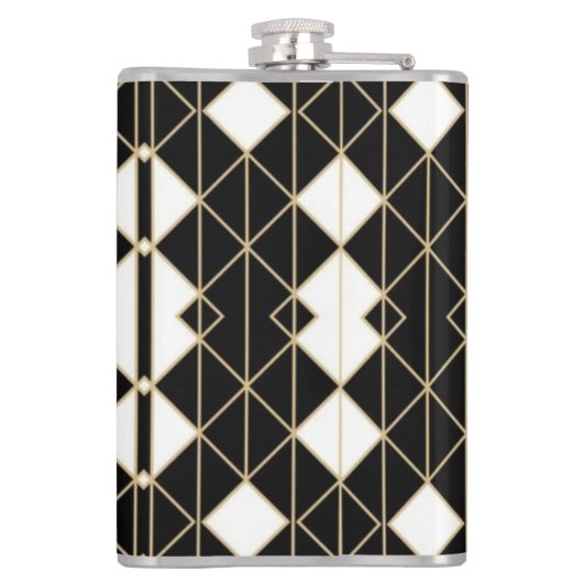 Art Deco Black and Gold Geometric luxury Heupfles (Achterkant)