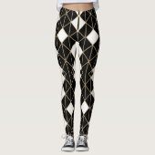Art Deco Black and Gold Geometric luxury Leggings (Voorkant)