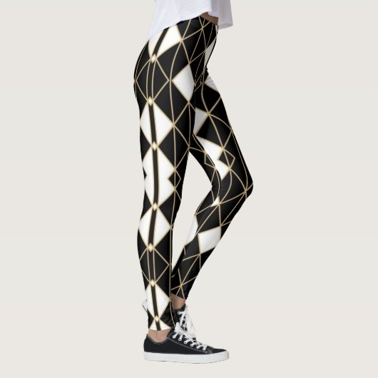 Art Deco Black and Gold Geometric luxury Leggings (Rechts)