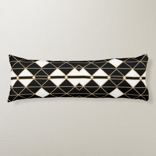 Art Deco Black and Gold Geometric luxury Lichaamskussen (Voorkant)