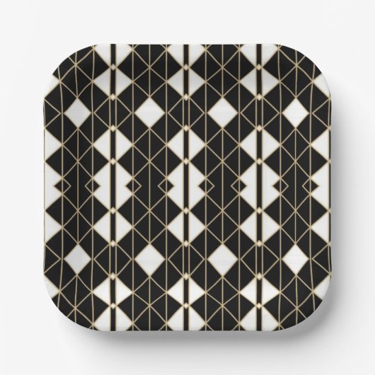 Art Deco Black and Gold Geometric luxury Papieren Bordje (Voorkant)