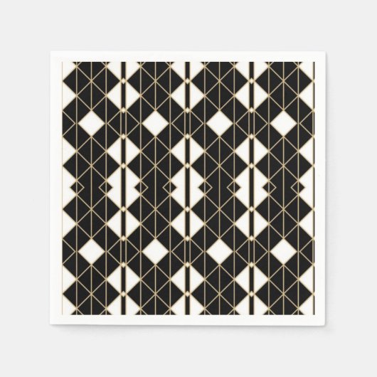 Art Deco Black and Gold Geometric luxury Servet (Voorkant)