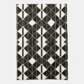Art Deco Black and Gold Geometric luxury Theedoek (Verticaal)