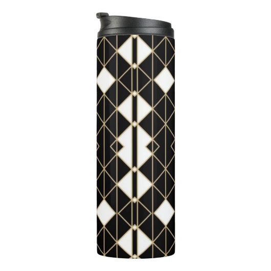 Art Deco Black and Gold Geometric luxury Thermosbeker (Geroteerd rechts)
