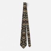 Art Deco Black and Gold Seashell Pattern Neck Tie Stropdas (Voorkant)