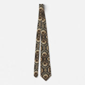 Art Deco Black and Gold Seashell Pattern Neck Tie Stropdas (Achterkant)