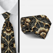 Art Deco Black and Gold Seashell Pattern Neck Tie Stropdas