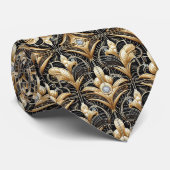 Art Deco Black and Gold Seashell Pattern Neck Tie Stropdas (Opgerold)