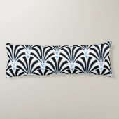  Art Deco Black & Blue Palmettos uit de jaren '20 Lichaamskussen (Achterkant)