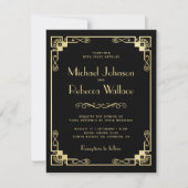  Art Deco Black bruiloft uitnodiging (Voorkant)