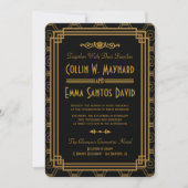 Art Deco Black bruiloft uitnodigingen (Voorkant)