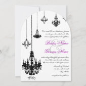 Art Deco Black Chandeliers Pink Wedding Uitnodigin Kaart (Voorkant)