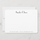  Art Deco Black Chic Name Address Custom Notitiekaartje (Voorkant)