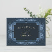 Art Deco Black Cobalt Hartelijk dank Bedankkaart (Staand voorkant)