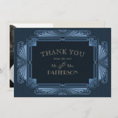 Art Deco Black Cobalt Hartelijk dank Bedankkaart (Voorkant / Achterkant)