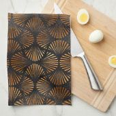 Art Deco Black Copper Fan Shell Graphic Theedoek (Quarter Fold)