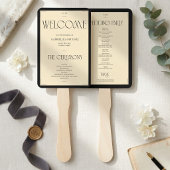 Art Deco Black Cream Wedding Party Program Fan Handwaaier