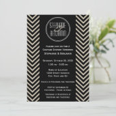 Art Deco Black en Beige Chevron Pattern Kaart (Staand voorkant)