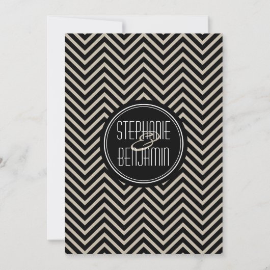 Art Deco Black en Beige Chevron Pattern Kaart (Achterkant)