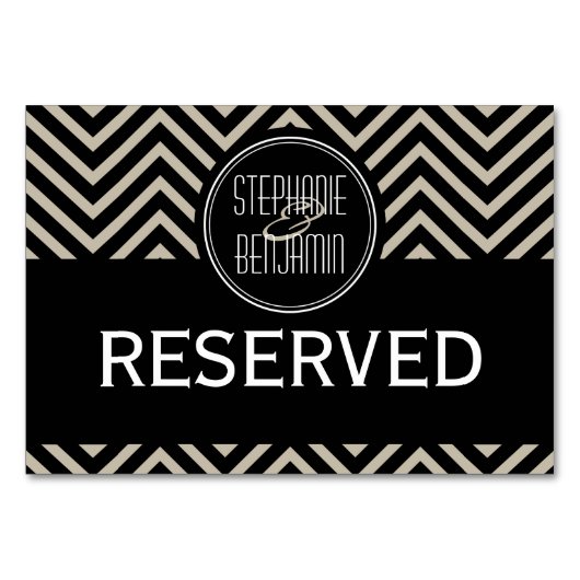 Art Deco Black en Beige Chevron Pattern Kaart (Achterkant)