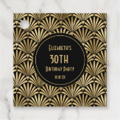 Art Deco Black en Gold 30th Birthday Party Bedankjes Labels (Voorkant)