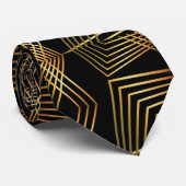 Art Deco Black en Gold Abstract Geometric Pattern Stropdas (Opgerold)