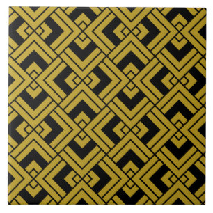 Art Deco Black en Gold Abstract geometrisch Tegeltje