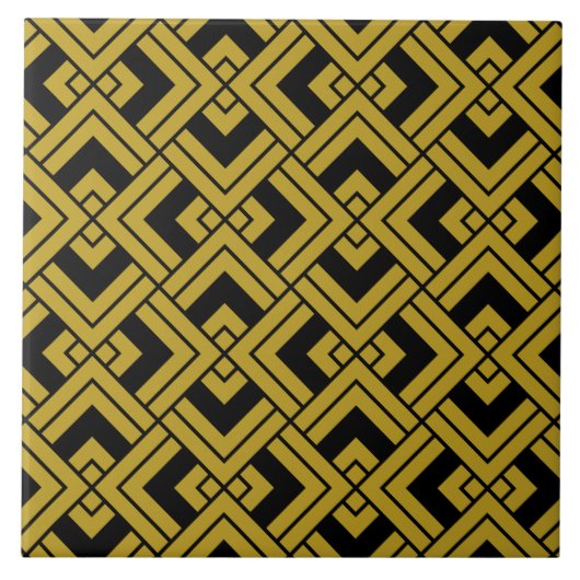 Art Deco  Black en Gold Abstract geometrisch Tegeltje (Voorkant)