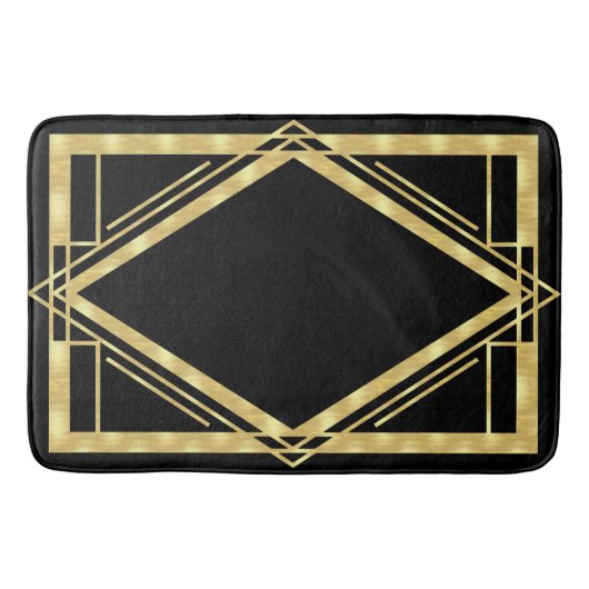 Art Deco Black en Gold Badmat (Voorkant)