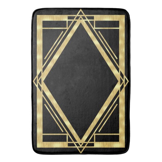 Art Deco Black en Gold Badmat (Voorkant Verticaal)