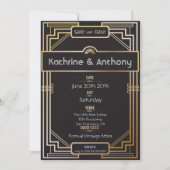 Art Deco Black en Gold Gatsby Save the Date (Voorkant)