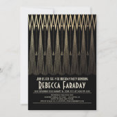 Art Deco Black en Gold Gatsby Verjaardagsfeest Kaart (Voorkant)