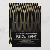 Art Deco Black en Gold Gatsby Verjaardagsfeest Kaart (Voorkant / Achterkant)