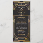 Art Deco Black en Gold Gatsby Wedding Menu (Voorkant)