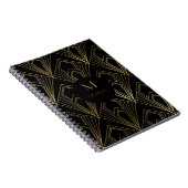 Art Deco Black en Gold Geometric Pattern Notitieboek (Rechterzijde)