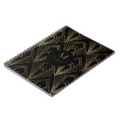 Art Deco Black en Gold Geometric Pattern Notitieboek (Linkerzijde)
