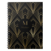 Art Deco Black en Gold Geometric Pattern Notitieboek (Voorkant)