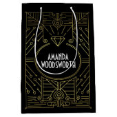 Art Deco  Black en Gold Gift Bag Medium Cadeauzakje (Voorkant)
