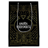 Art Deco Black en Gold Gift Bag Medium Cadeauzakje (Achterkant)