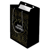 Art Deco Black en Gold Gift Bag Medium Cadeauzakje (Achterkant Gekanteld)