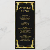 Art Deco Black en Gold Menu voor bruiloft (Voorkant)