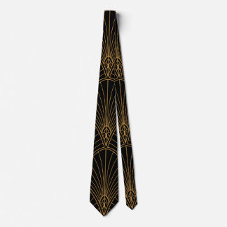  Art Deco Black en Gold Stropdas