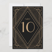Art Deco Black en Gold Table Number Kaart (Voorkant)