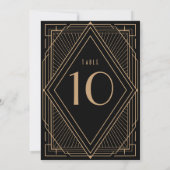 Art Deco Black en Gold Table Number Kaart (Achterkant)