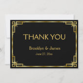 Art Deco Black en Gold Weddenschap Hartelijk dank Bedankkaart (Voorkant)