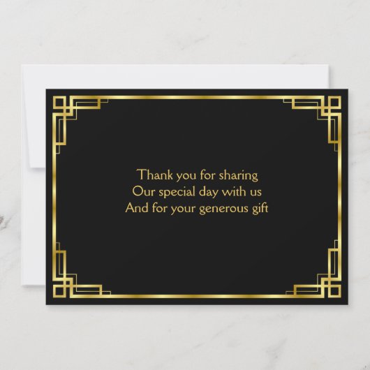 Art Deco Black en Gold Weddenschap Hartelijk dank Bedankkaart (Achterkant)